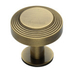 M Marcus Heritage Brass Ridge Design Cabinet Knob with Rose 38mm 